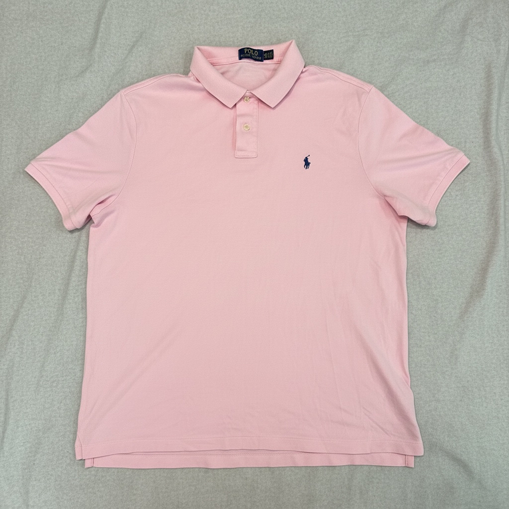 Polo Ralph Lauren Men’s XXL Pink Mesh Cotton Polo Shirt Short Sleeve Pony Logo